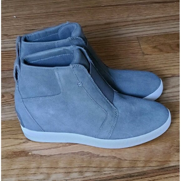Sorel Out N About Gray Suede Waterproof Boots Sze 8.5 Womens Wedge Ankle Booties - Picture 6 of 15